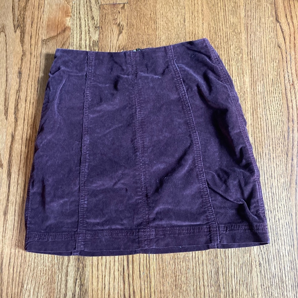 Free People Burgundy Corduroy Mini Skirt